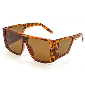 Shield Sunglasses‎ Tortoise Brown Lens Oversized Fashion Sun Glasses Cover Face